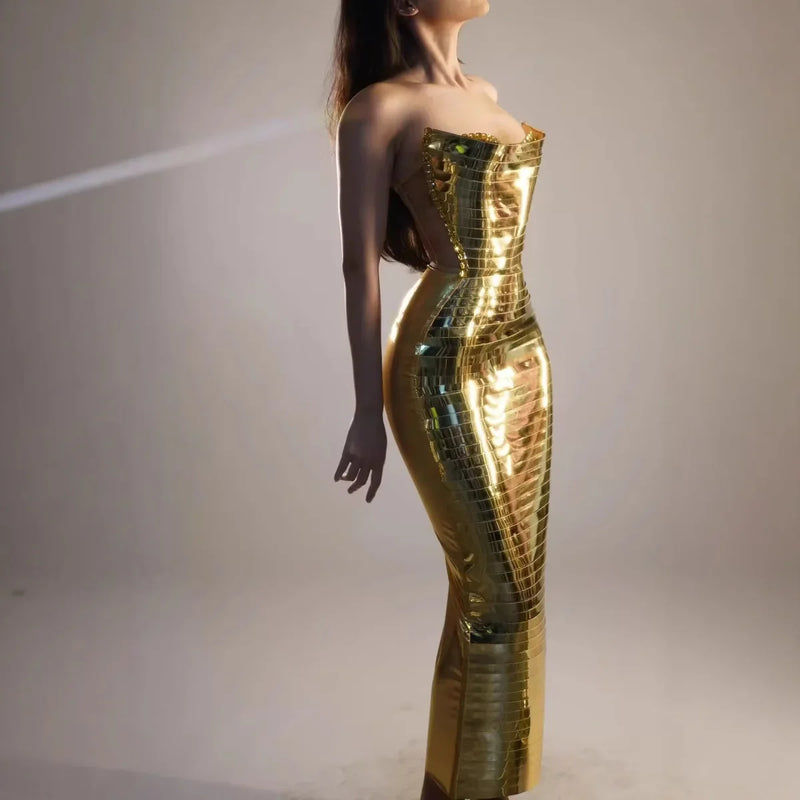 Evening Prom Gowns Birthday Celebrate Dresses Women Photo Shoot Wear Nightclub Stage Costume Sexy Sparkly Sequin Long Dress