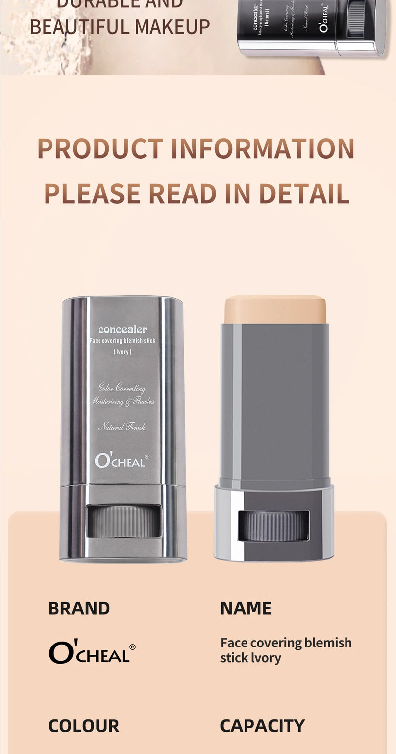 Ocheal Base Facial Contorno em Bastão Longa Duração Leve Iluminador em Bastão Corretivo Facial Contorno de Imperfeições Maquiagem de Beleza