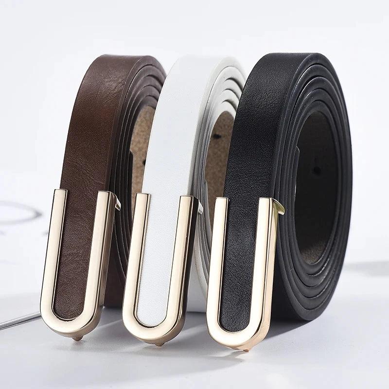 Women's Belt Fashion U-shaped Snap Button Thin Belt Versatile in All Seasons and Simple Youth Belt Paired with Jeans Women Belt - CRAVO ROSE