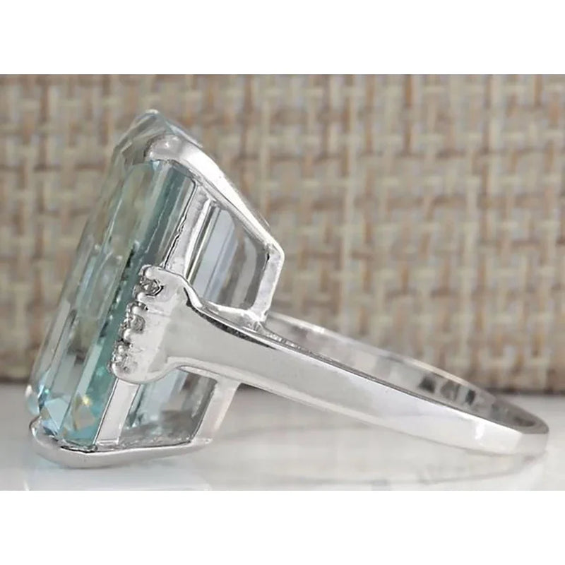 Real 925 Sliver Blue Topaz Ring for Women Sapphire Bizuteria Silver 925 Jewelry Jewelry Gemstone Turquoise Gemstone Rings Girls