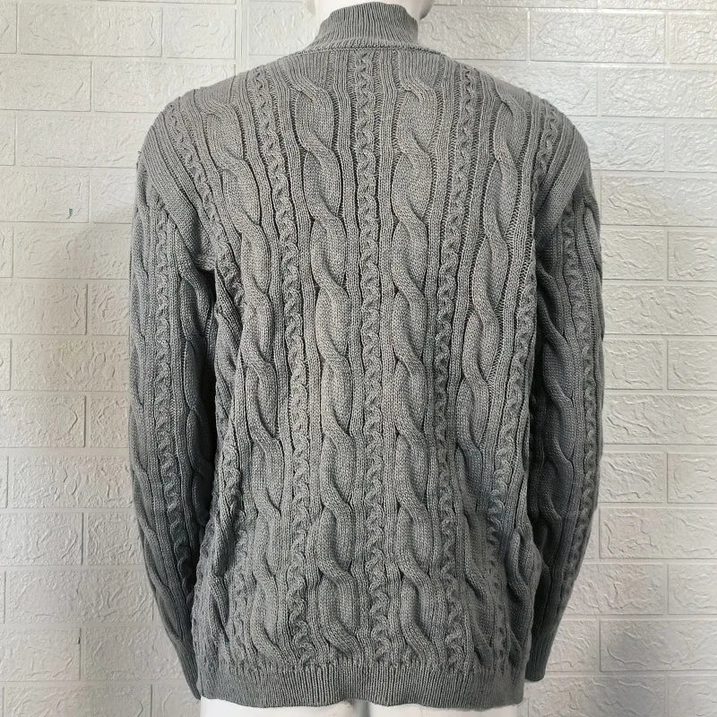 New 2026 Autumn Winter Knitted Cardigan Men Double Breasted Sweater Coat Male Streetwear Winter Warm Turtleneck Men Clothing