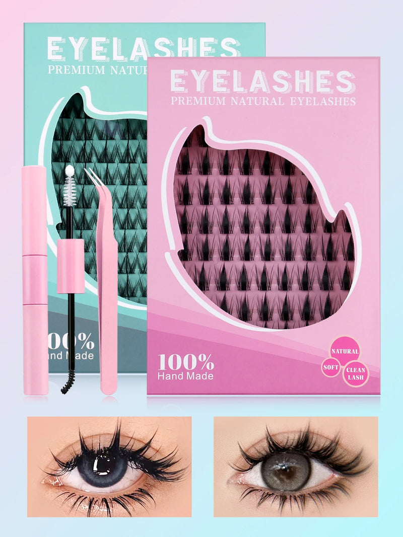 Kit de cílios postiços GROINNEYA faça você mesmo, cílios de manga de 10 a 18 mm, bandeja mista, conjuntos de cílios individuais, kit com cílios postiços faça você mesmo