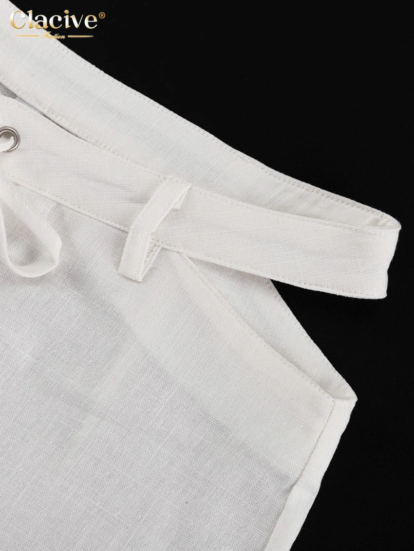 Conjunto de Duas Peças Elegantes Camisa de Manga Longa com Cintura Média Calças Largas Conjunto Streetwear