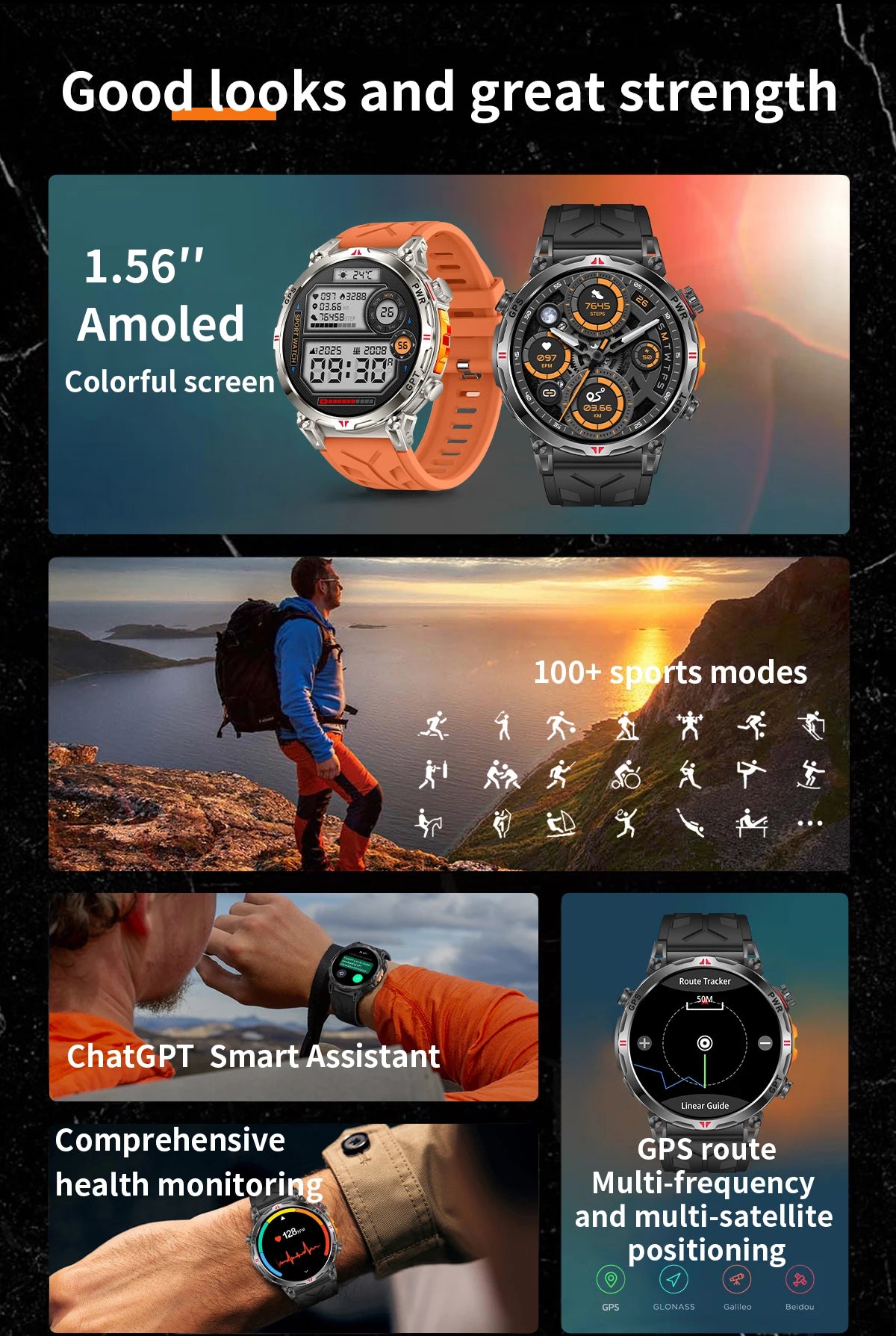 2025New Military T-Rex3 Ultra GPS SmartWatch Built in GPS Compass Altimeter Barometer 5ATM Waterproof 650mAh Sports Bracelet Men