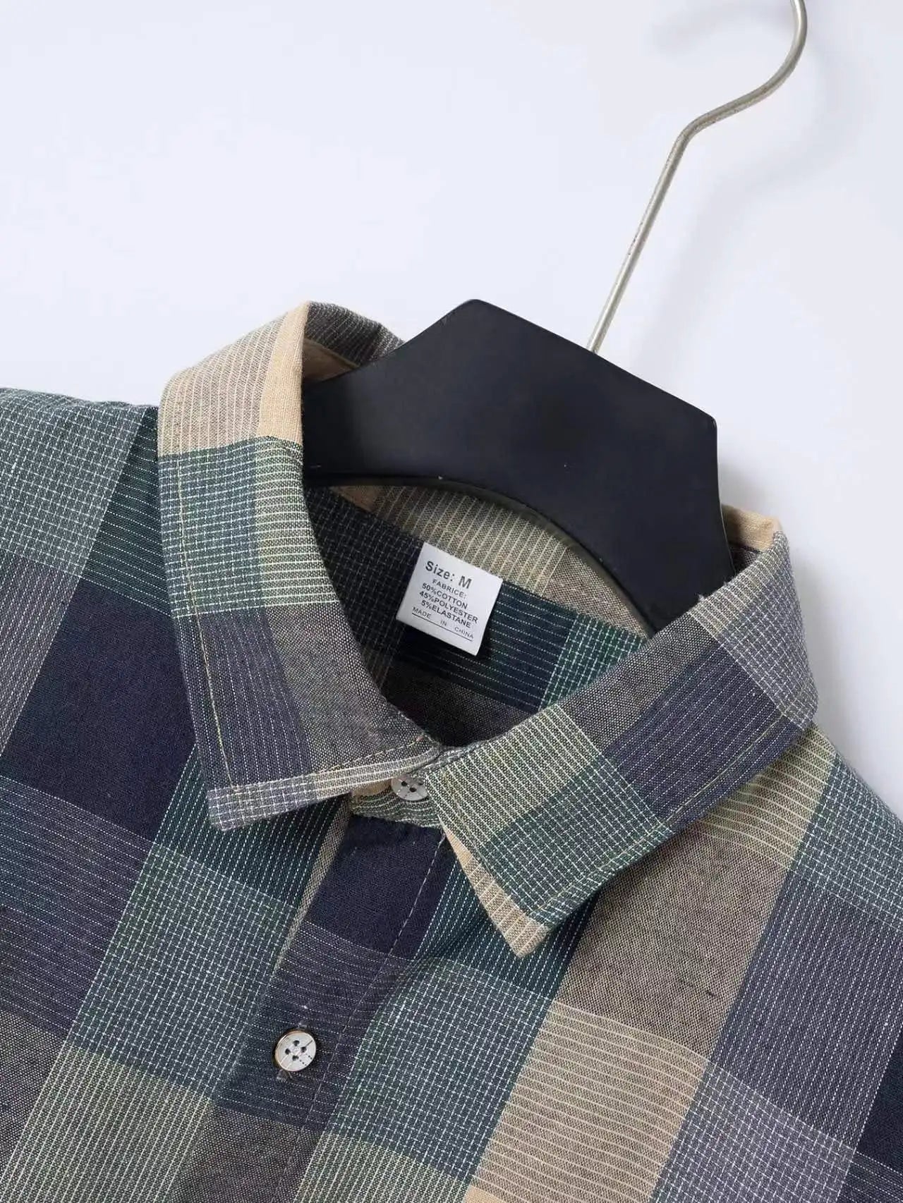 2024 Cross Border Amazon Summer New Plaid Shirt Summer Men's Short Sleeve Lapel Youth Casual Short Sleeve Men's Shirt