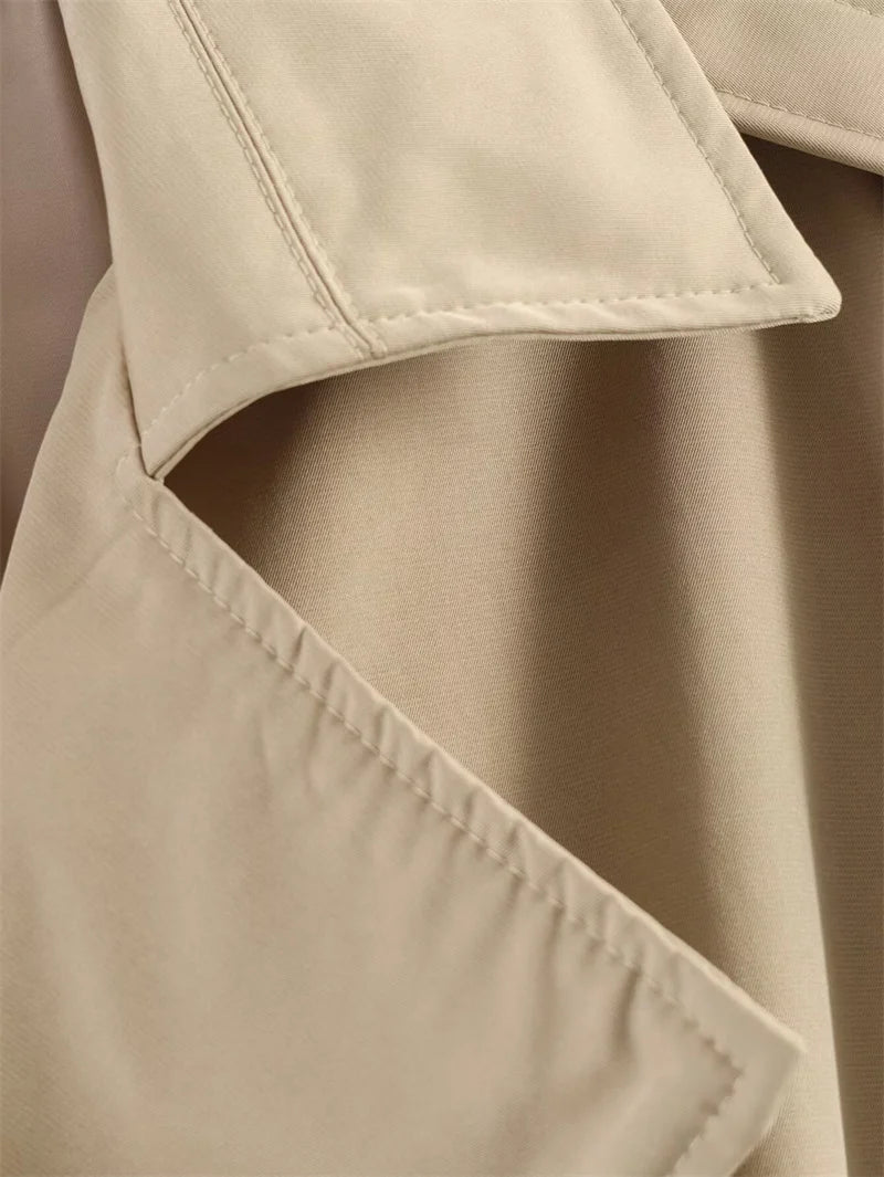 Women's Coat 2026 Spring New Style Solid Color Long Sleeve Belted Short Trench Coat European and American Personalized Fashion