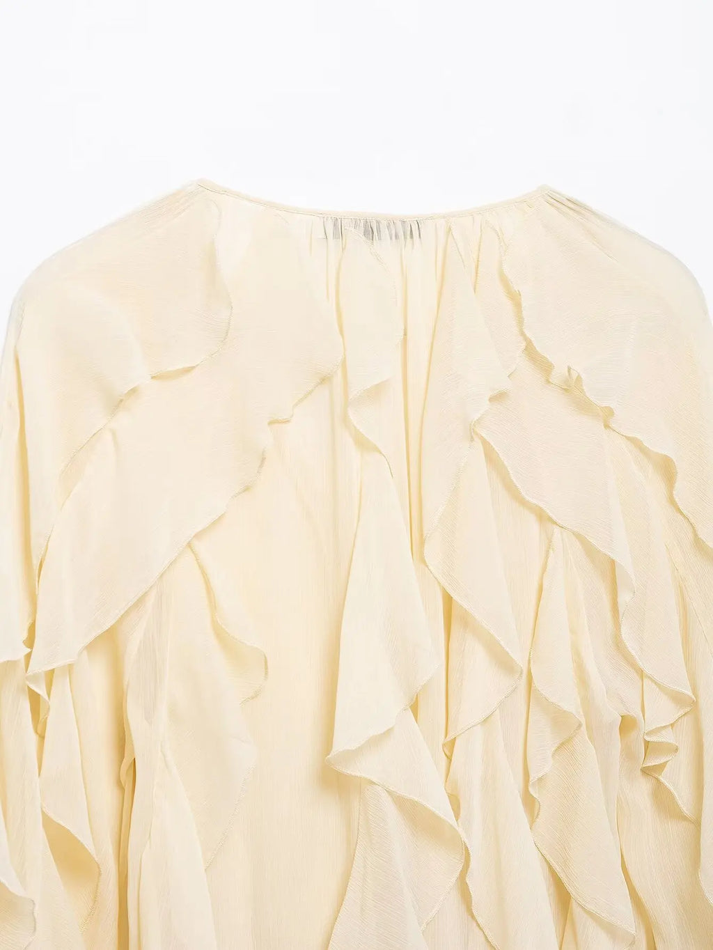 Camisa feminina casual com babados, solta, com cadarço, decote em V, blusas femininas para primavera de 2025