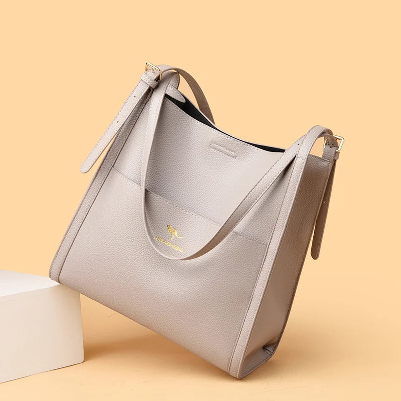 Bolsa de ombro feminina de couro de luxo, bolsa tiracolo fashion com axilas, bolsa carteiro para compras, bolsa grande de capacidade