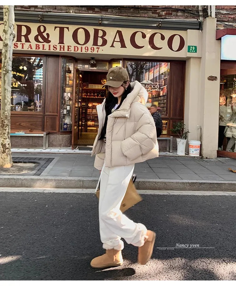 Sli ort Cotton Jaet Women's Winter Faion Bread Design Hooded American Sle Cact Size Ladies' Korean Version Coat