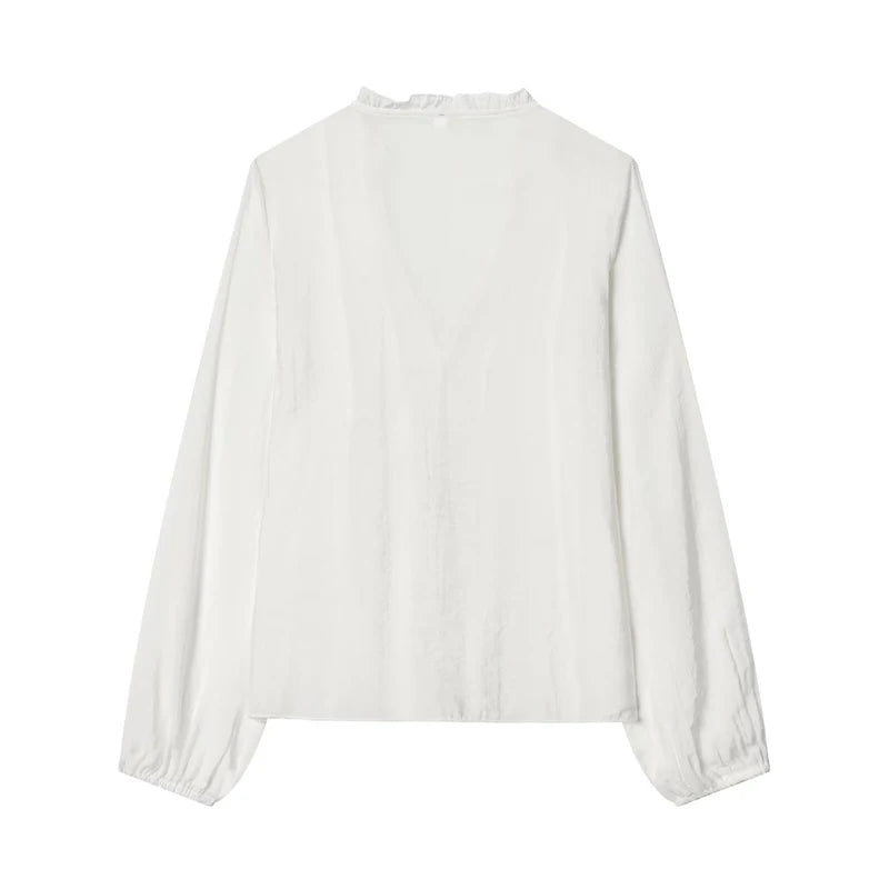 Women Shirt 2025 New Fashion Autumn Long Sleeve Layered Decorative Blouse for Women Casual Chic V-neck Ladies Top