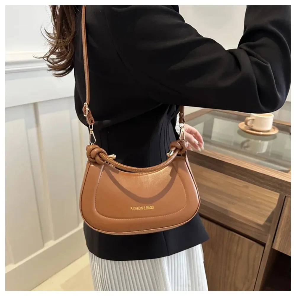 Bolsa de Luxo Francesa para Mulheres – Cor Sólida, Textura Sofisticada e Versátil (Modelo de Ombro)