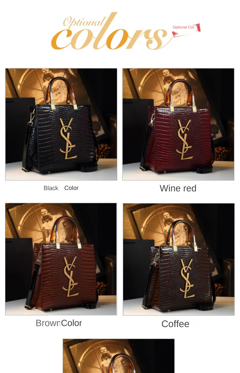 Genuine Leather Women Handbags Alligator Pattern Large Capacity Tote Bag Fashion Mother Bag 2025 New All-match Portable Bags