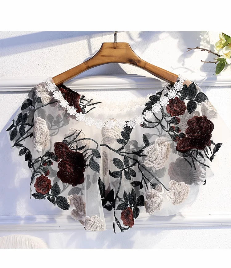 Capas elegantes femininas bordadas xale, capa solta, renda, bolero, acessórios, casacos, blusas de festa para meninas, pulôveres WZ2389