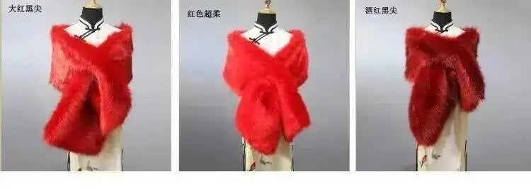 32 Colors 165*30cm Women Luxury Warm Faux Fox Fur Shawl Winter Ladies Plush Scarf Wraps Cloak Coat Wedding Long Cape Scarves