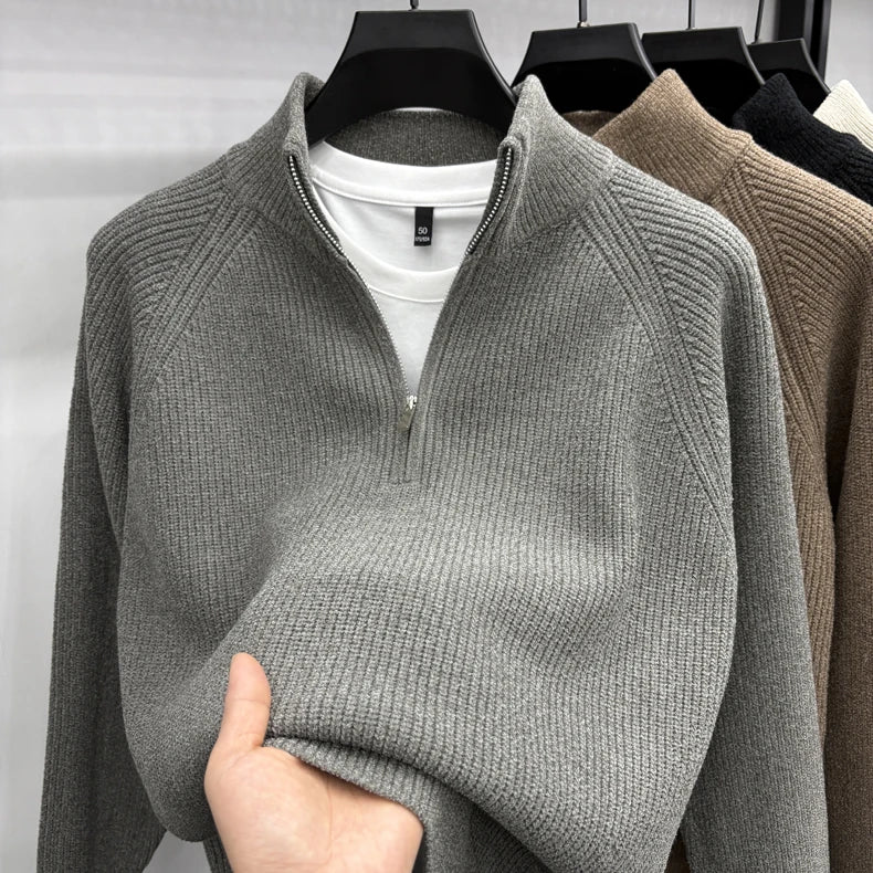 Men's Sweater Half Zipper Winter Thick Korean Edition Casual Loose Stand Up Collar Undercover
