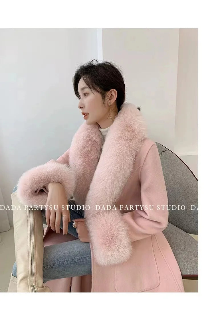 Luxury 2025 Real Fox Fur Collar And Cuffs Set for Women Winter Neck Warmer Fashion Scarf ShawlS Wrap Combo Large Size Furry Fur