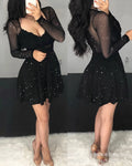 Women Dress Mini Dresses Sexy V Neck Lace A Line Slim High Waist Elegant Spring Black Bodycon Party Night Black Club Vestidos