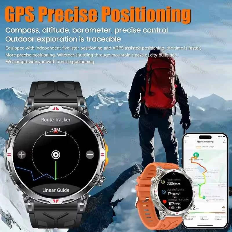 2025New Military T-Rex3 Ultra GPS SmartWatch Built in GPS Compass Altimeter Barometer 5ATM Waterproof 650mAh Sports Bracelet Men
