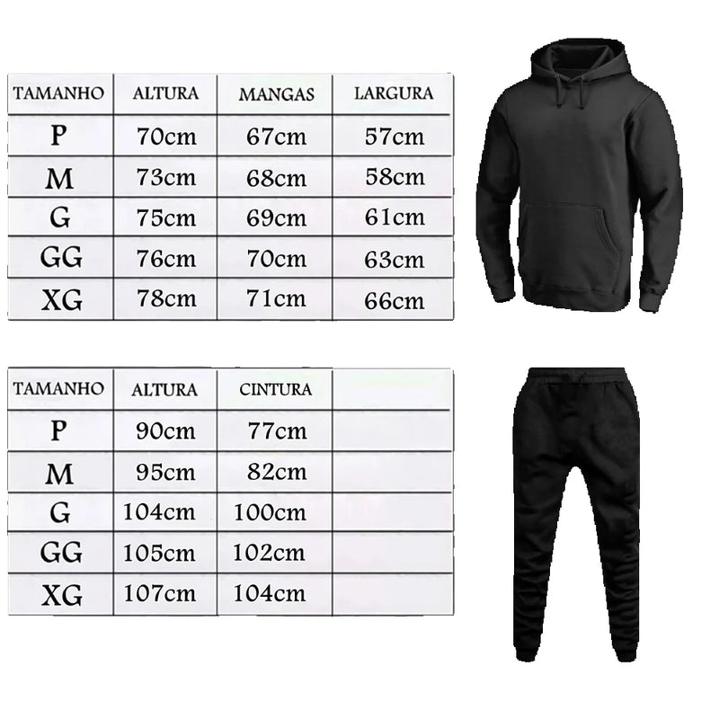 Kit Conjunto de Moletom Masculino Casual Gola Careca Flanelado + Boné do P ao G1