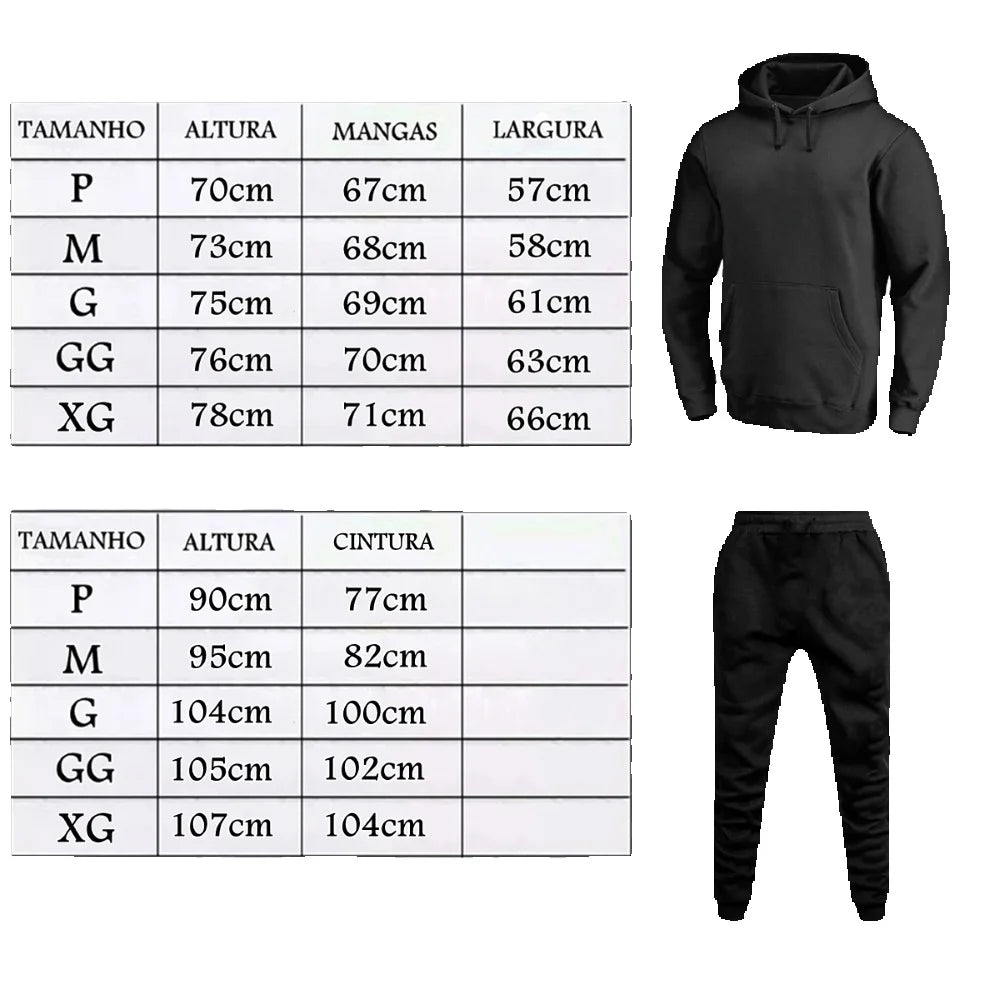 Conjunto de Moletom Masculino Flanelado Casual Esportivo Gola Careca do P ao G1