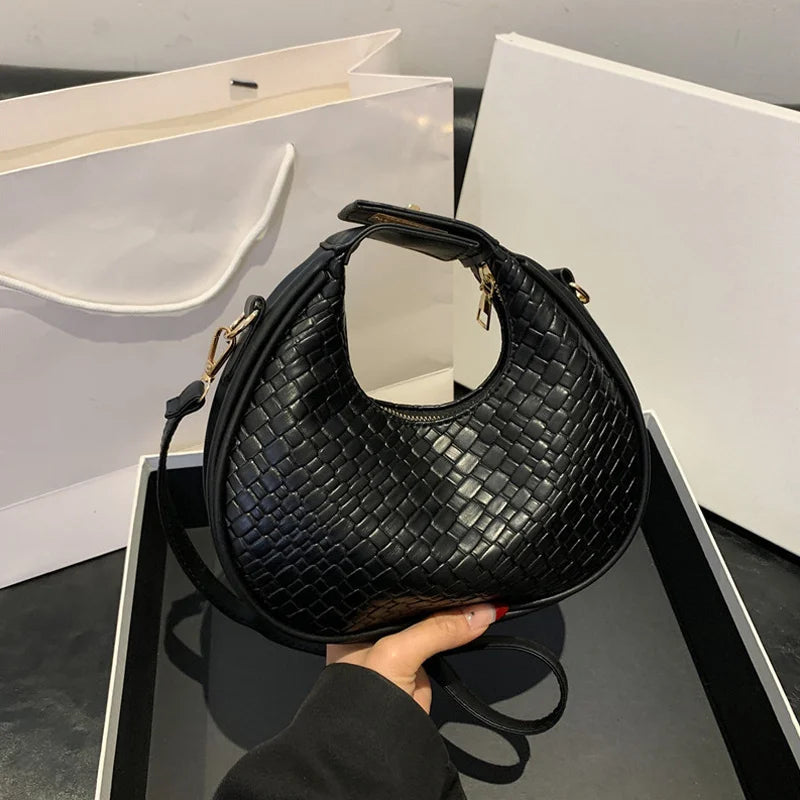 PU Leather Shoulder Bag Fashion Solid Color Lattice Crossbody Bag Small Bag Ladies Trend Luxury Designer Handbags