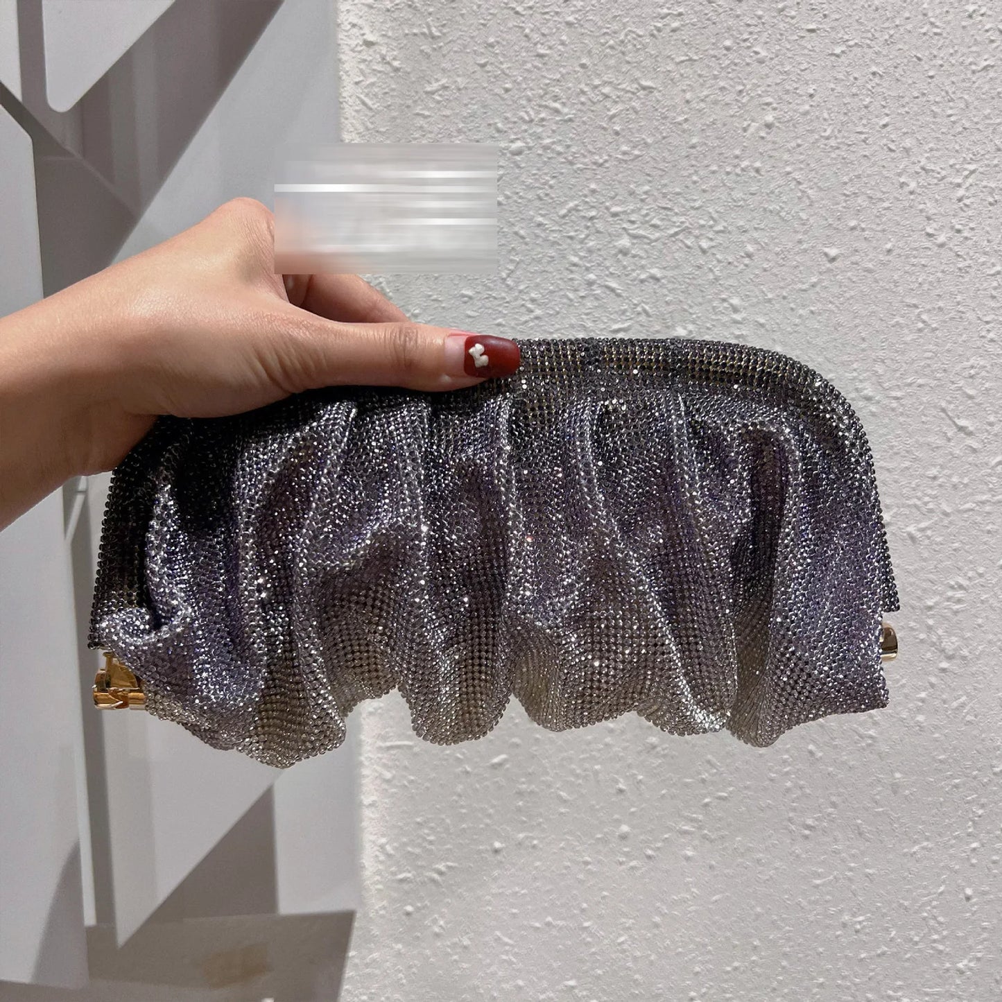 Handmade Strass Evening Clutch Bags com Punho Brilhante, Novas Dobras Bolsas, Handmade Bolsas, Designer De Luxo, Festa De Casamento, Alta Qualidade - CRAVO ROSE