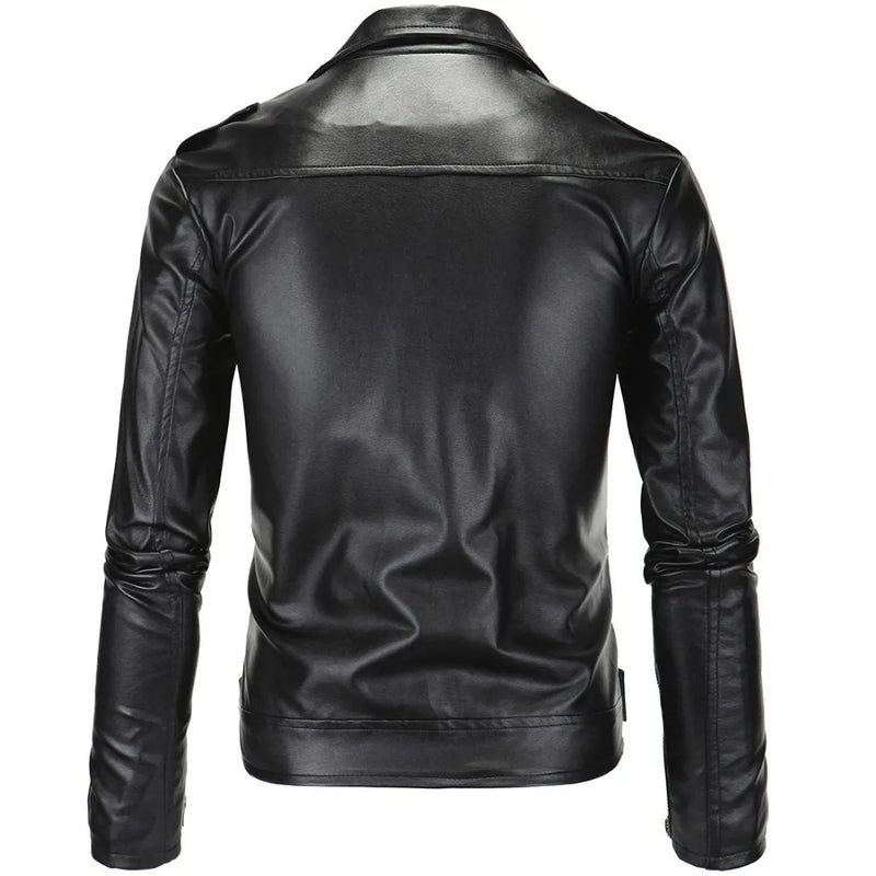 Jaquetas de couro masculinas para motocicleta, zíper oblíquo, slim, nova moda, couro sintético, camurça, casacos casuais, jaquetas de couro 4XL