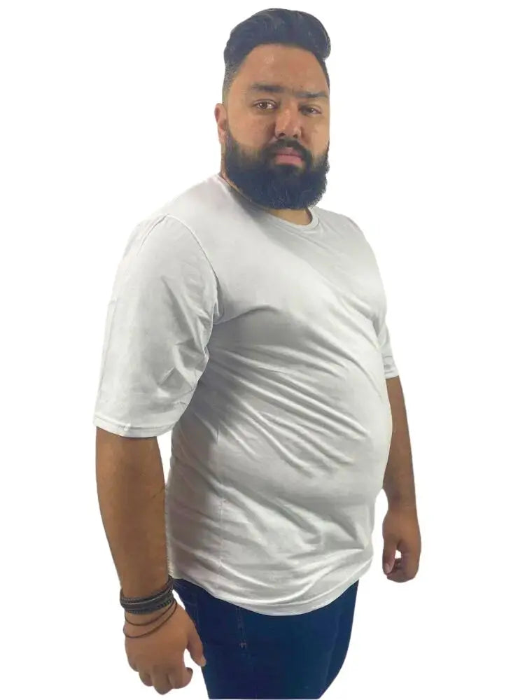 Men's Lisa Basic White Plus Size T-Shirt