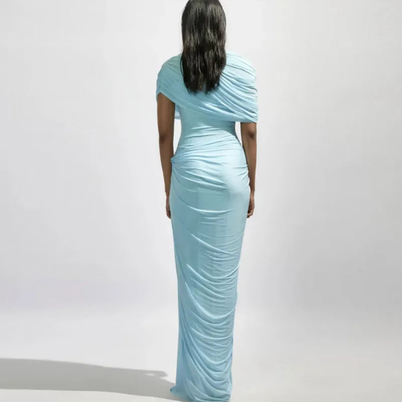 Vestido longo urbano feminino, sexy, plissado, estilo império, sem mangas, assimétrico, vestidos femininos, primavera/verão 2025, robe feminino chique