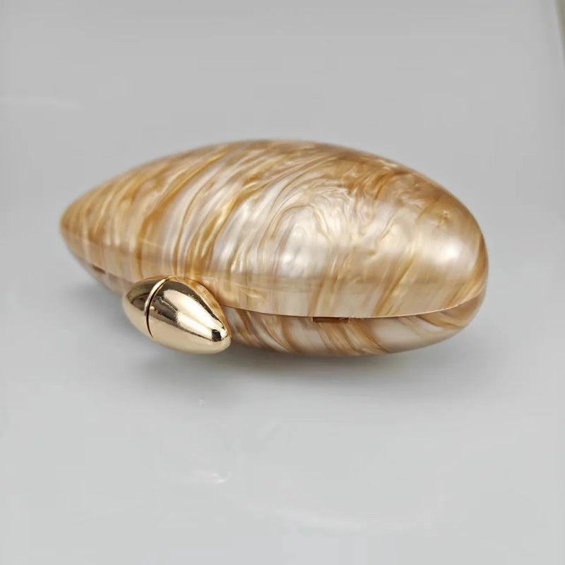 Shell Brand Pearl Brown Marble Acrylic Box Clutches Evening Bag Wedding Party  Female Mini Purse Evening Female Bridal Handbag