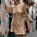 Club Party Shiny Women's Dress Fashionable Casual Round Neck Long Sleeve Hip Dress 2025 Fall New Personalized Street Clothing