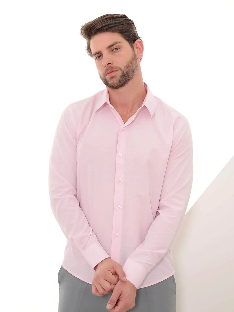 Pink Slim Long Sleeve Social Shirt