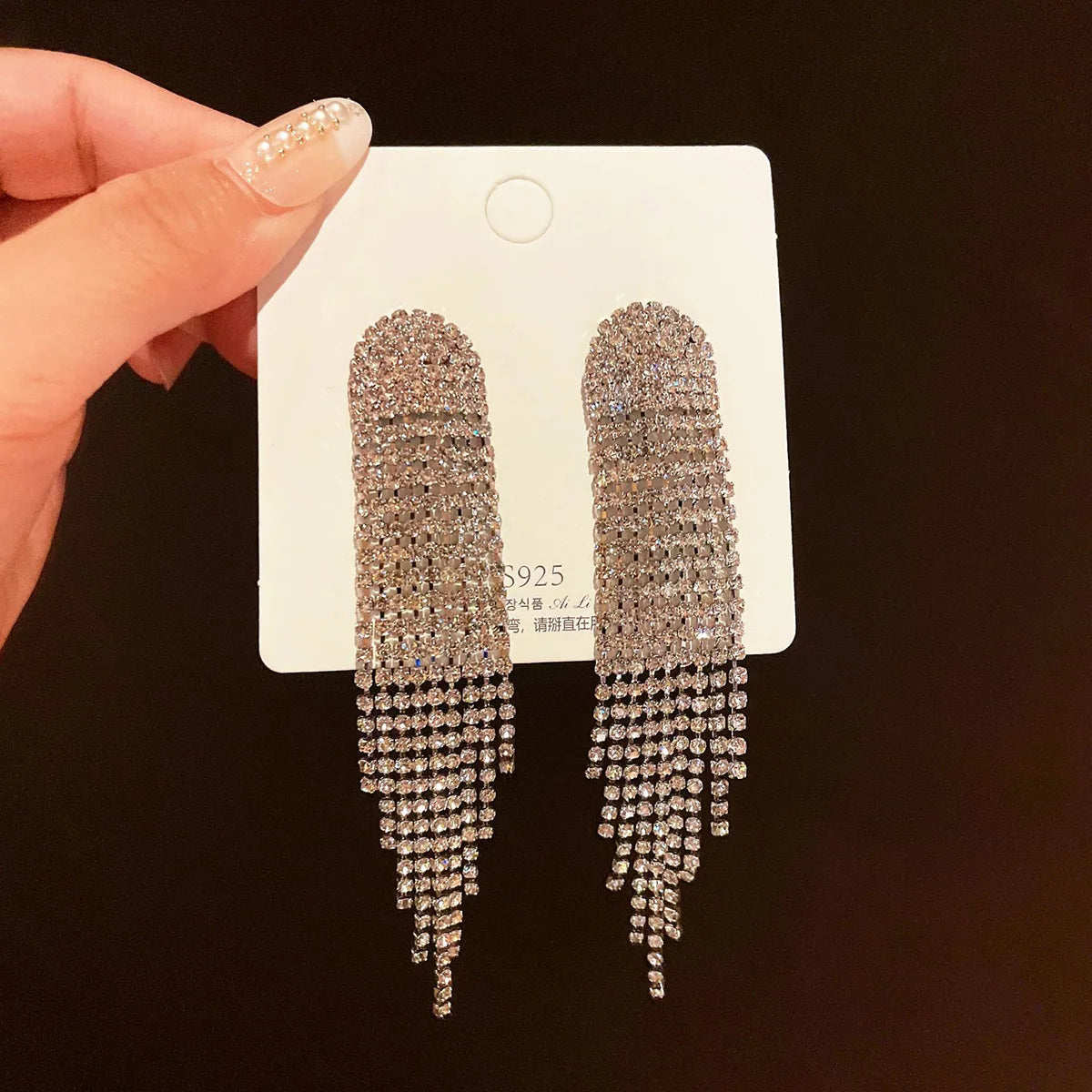 2 pc fyuan moda feminina longo fluxo su pingente brincos ouro e prata água diamante pendurado brincos festa de casamento jóias-233 - CRAVO ROSE