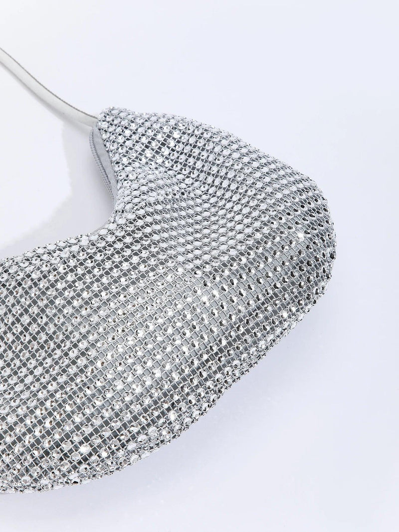 Fashion，gorgeous，Shiny rhinestone portable zippered solid evening bag suitable for weddings, parties, and gatherings - CRAVO ROSE