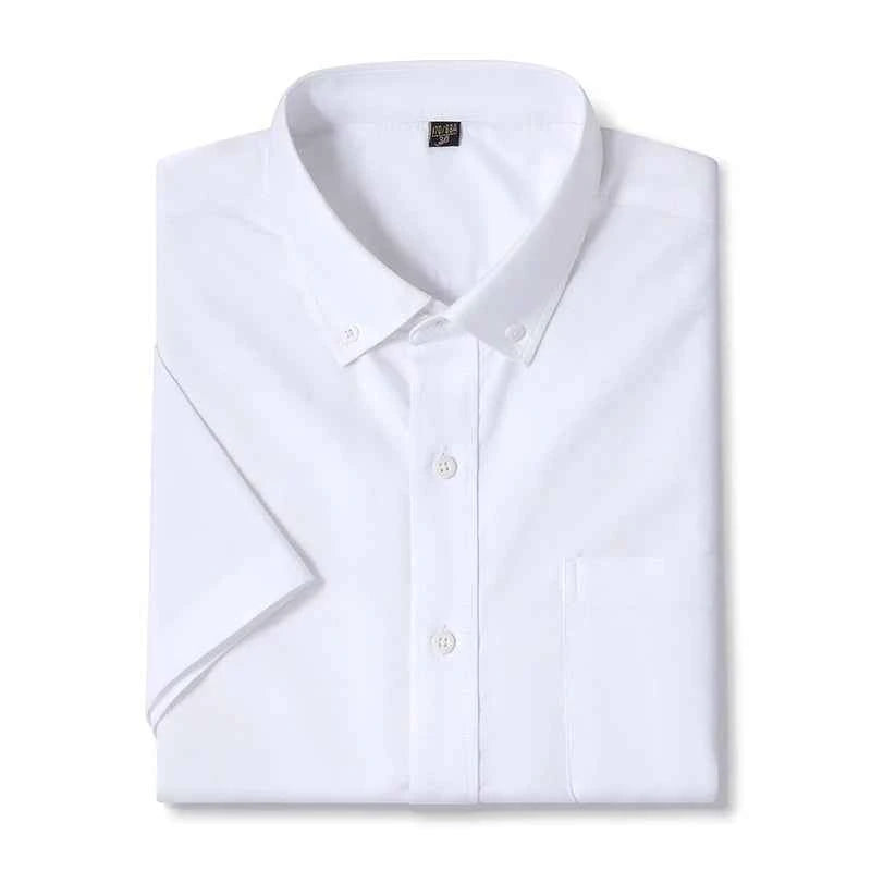 Summer High Quality 100% Cotton  Men Shirts Short Sleeve Dress Shirts Male Slim Social Business Blouse Solid Color Oxford Shirt