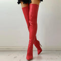 Botas sensuais de salto alto acima do joelho, botas pretas de cano alto para mulheres, sapatos de outono e inverno, botas longas femininas, tamanho grande