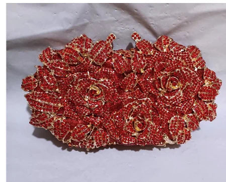 Pedras de cor prata Bolsa de embreagem de dinheiro para mulheres, bolsas nupciais cristal, festa de casamento, bolsa para casamento - CRAVO ROSE