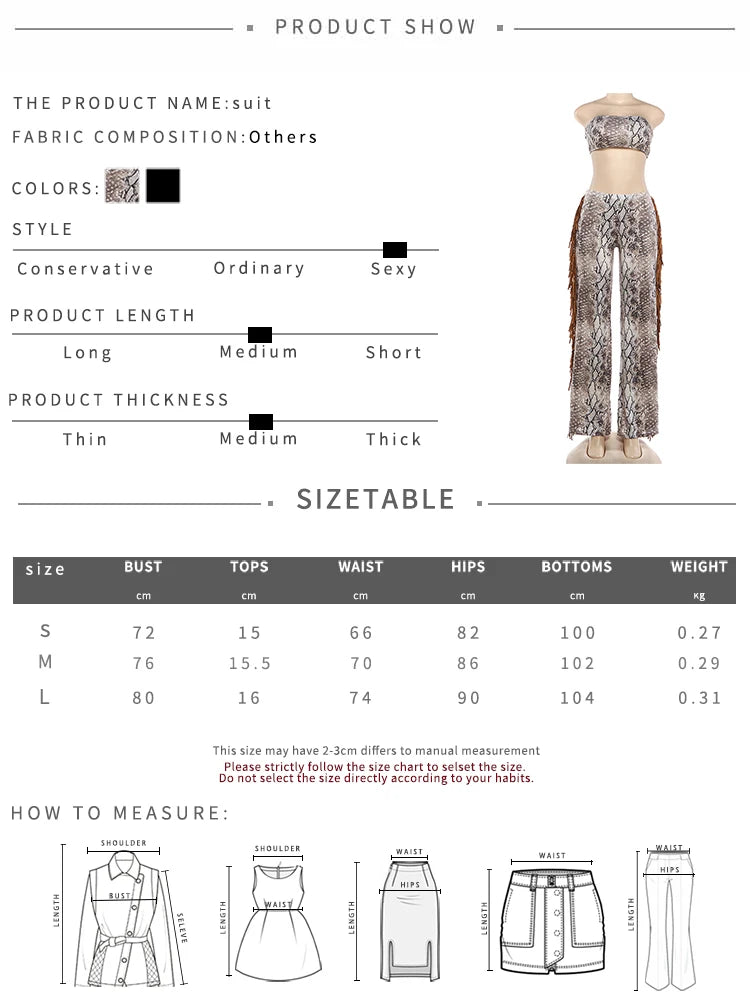 Weird Puss Side Tassel 2 Piece Set Women Tracksuit Mini Strapless+Straight Pants Matching Stretch Street Cool Hipster Outfits