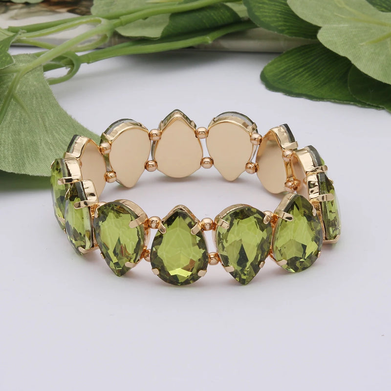 Bohemian Colorful Glass Bracelets For Woman European American Exaggeration Spring Rhinestone Bangle Madera Rhinestone Pulseira