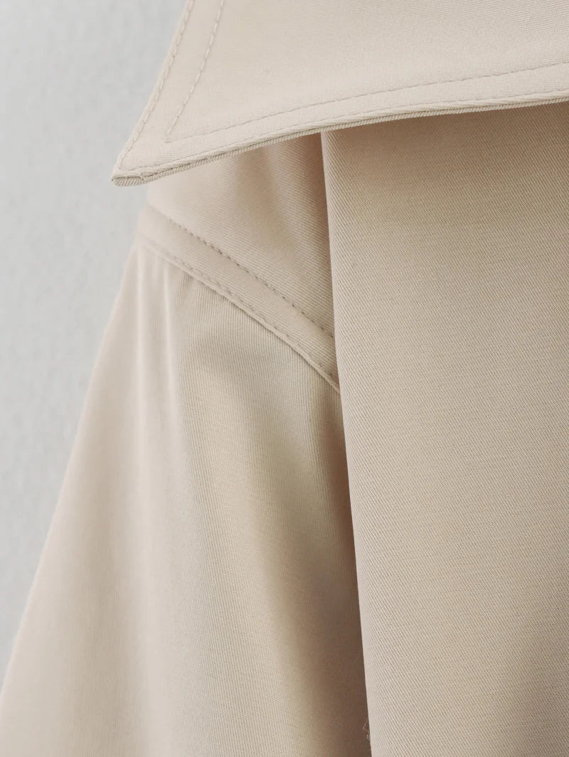 ETJ 2025 new  women's British wind trench coat style double-breasted long sleeve belt lapel jacket short coat