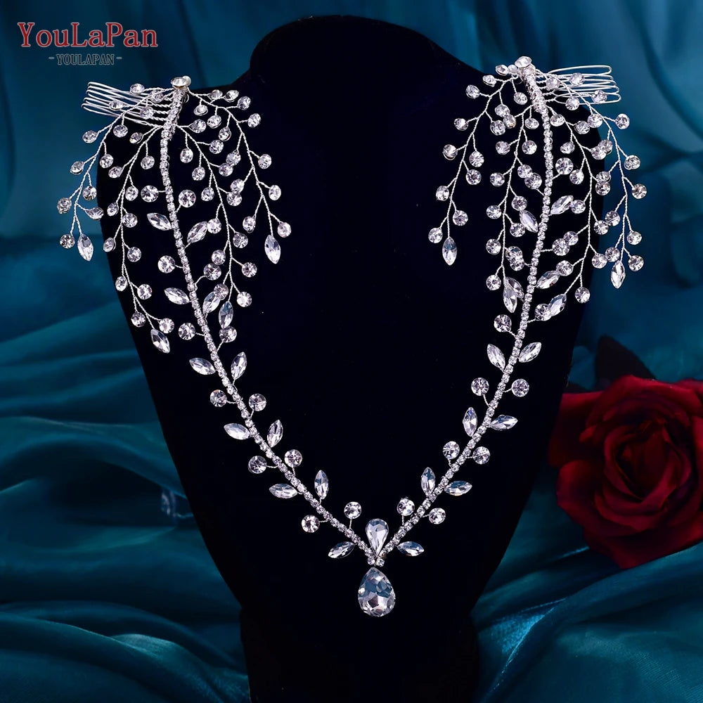 YouLaPan Crystal Forehead Headband for Women Brides Headpiece Party Wedding Hair Accessories Jewelry Bridal Headdress HP529