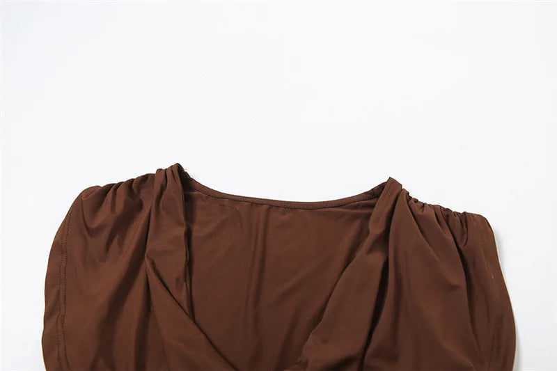 Conjunto de Calças Plissadas Decote em V Umbigo Exposto Sem Mangas Top Curto Slim Fit Calças Abraçando o Quadril