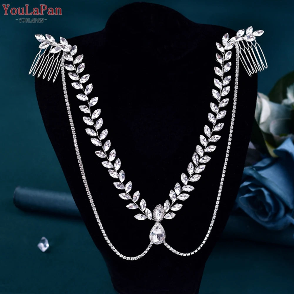 YouLaPan Crystal Forehead Headband for Women Brides Headpiece Party Wedding Hair Accessories Jewelry Bridal Headdress HP529