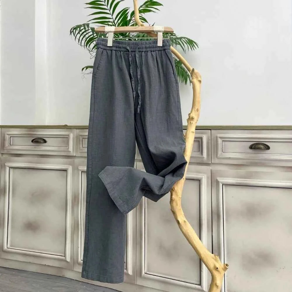 Summer Men's High-Grade Linen Pants Loose Comfortable Breathable Fashion Solid Color Casual Straight Leg Cotton Hemp Trousers