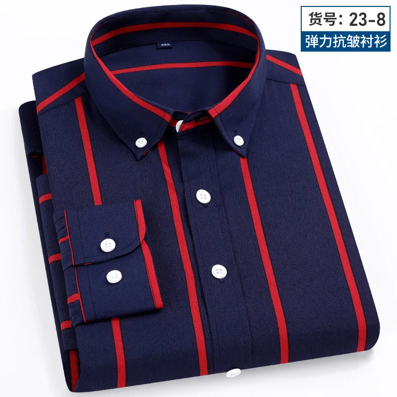 Camisa Social Masculina Listrada Manga Longa – Estilo Business Casual Elegante