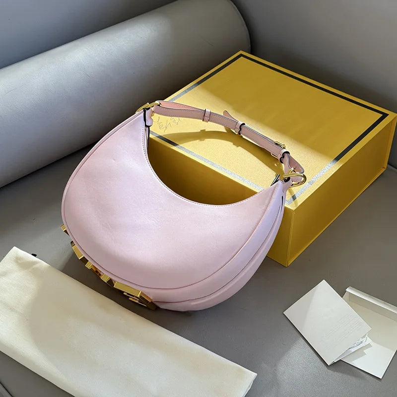 Novo 2025 graphy crescente saco de algodão linho lona revestido axilas ombro único bolsa feminina crossbody saco rua tendência - CRAVO ROSE