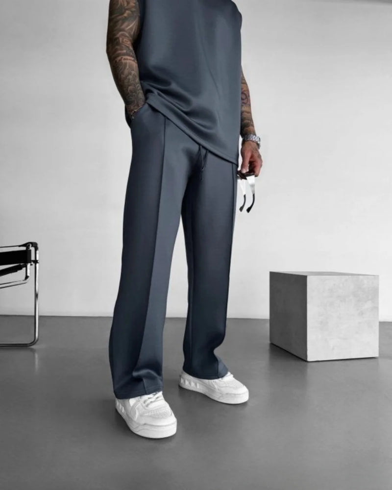 Terno esportivo sem mangas 2025 calças casuais masculinas de cor sólida, colete de roupas masculinas, conjunto de duas peças
