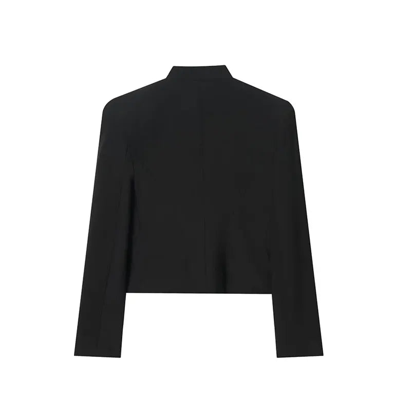TFAFXY 2026 Spring Women Casual Jacket Thin Sleeve Patchwork Short Coat Female Holiday High Street Crop Top