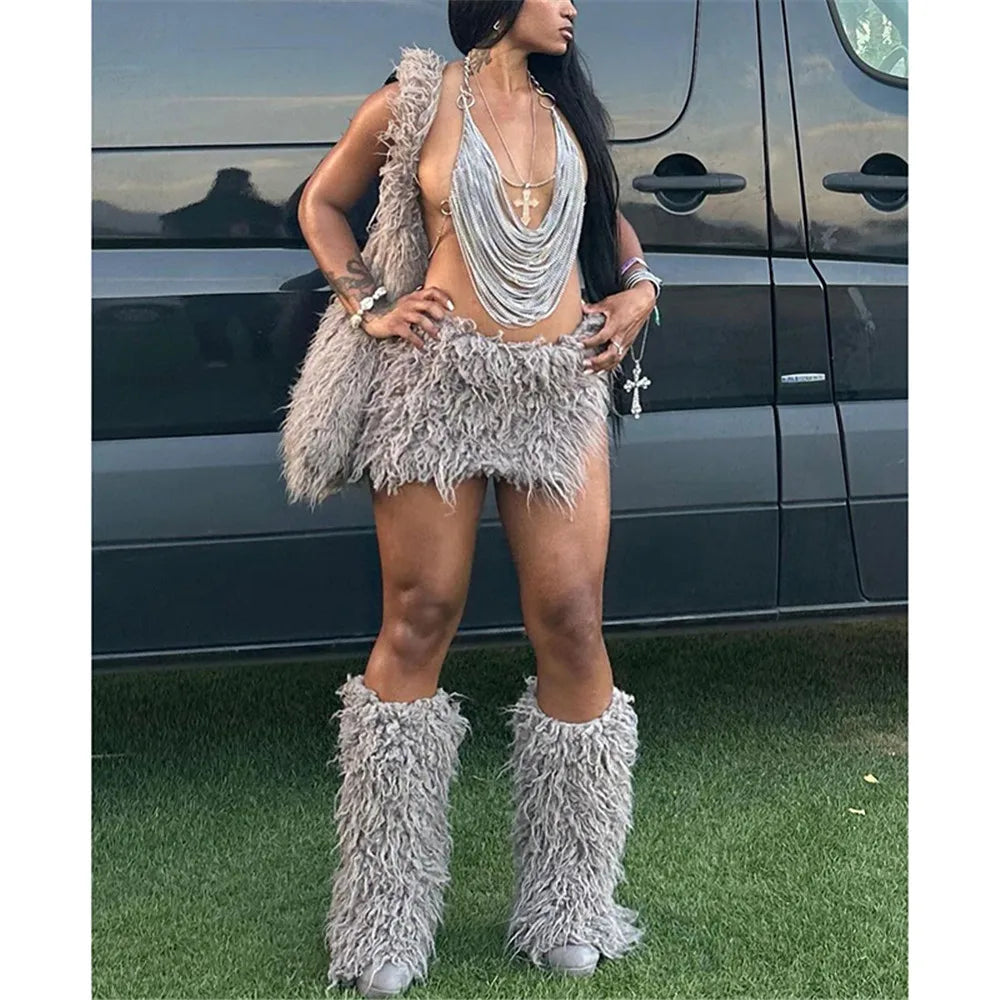 Women Metal Chain Tassel Tank Top Sexy Deep V Neck Backless Hollow Out See Through Crop Top Body Chain Party Club Camisole