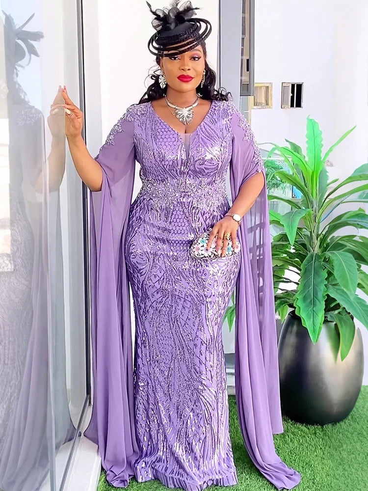 Party Evening Dresses Luxury Sequin Mermaid Gown For Women Africa Clothing Wedding Prom Elegant Bodycon Long Robe Kaftan Abayas
